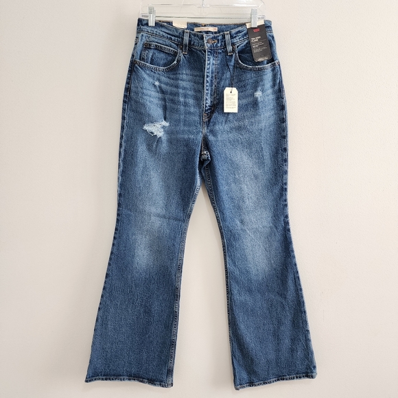 Levi’s Premium 70s High Flare Jeans 30 Medium Wash Distressed NWT